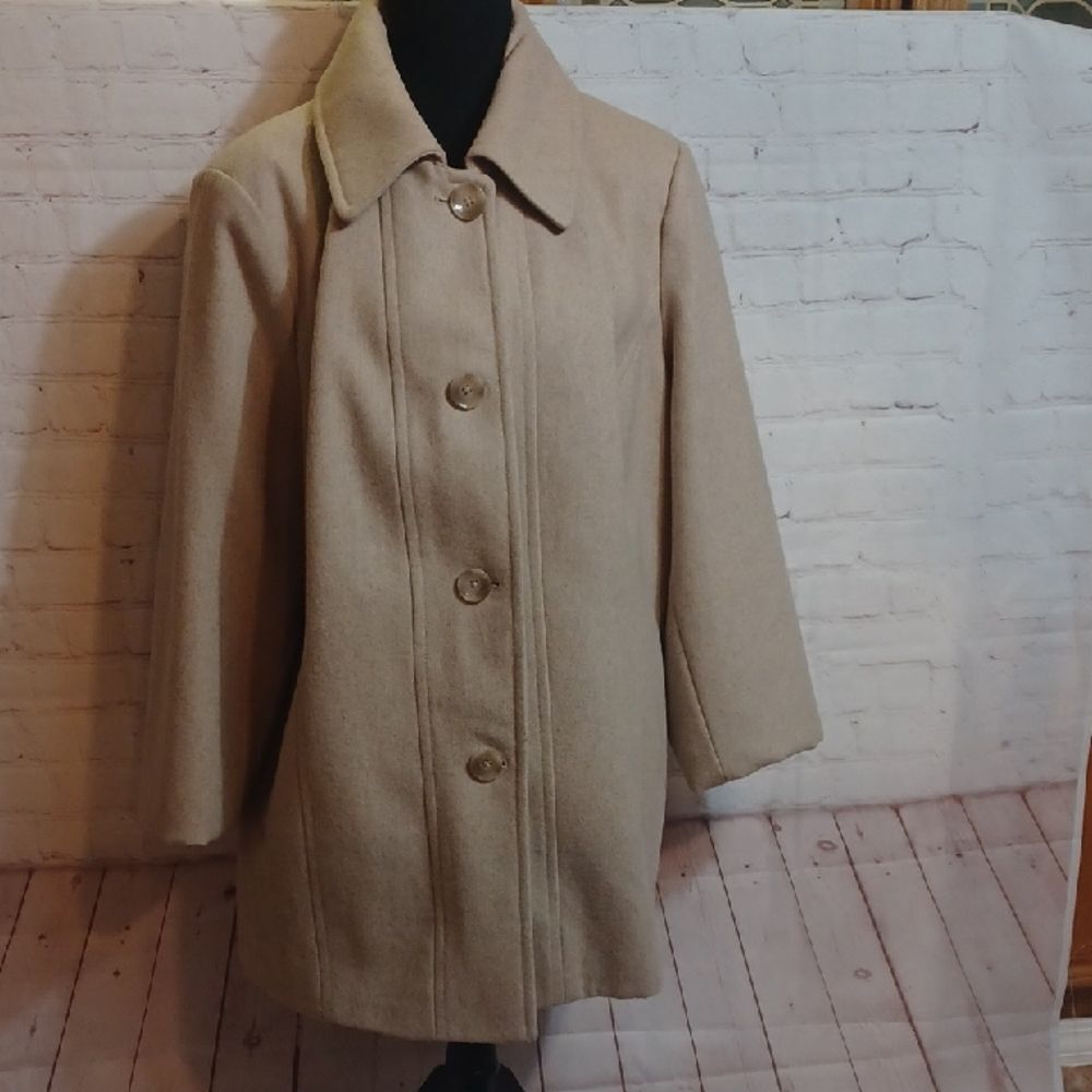 London Fog Vintage Wool Blend Tan Pea Coat 2XL